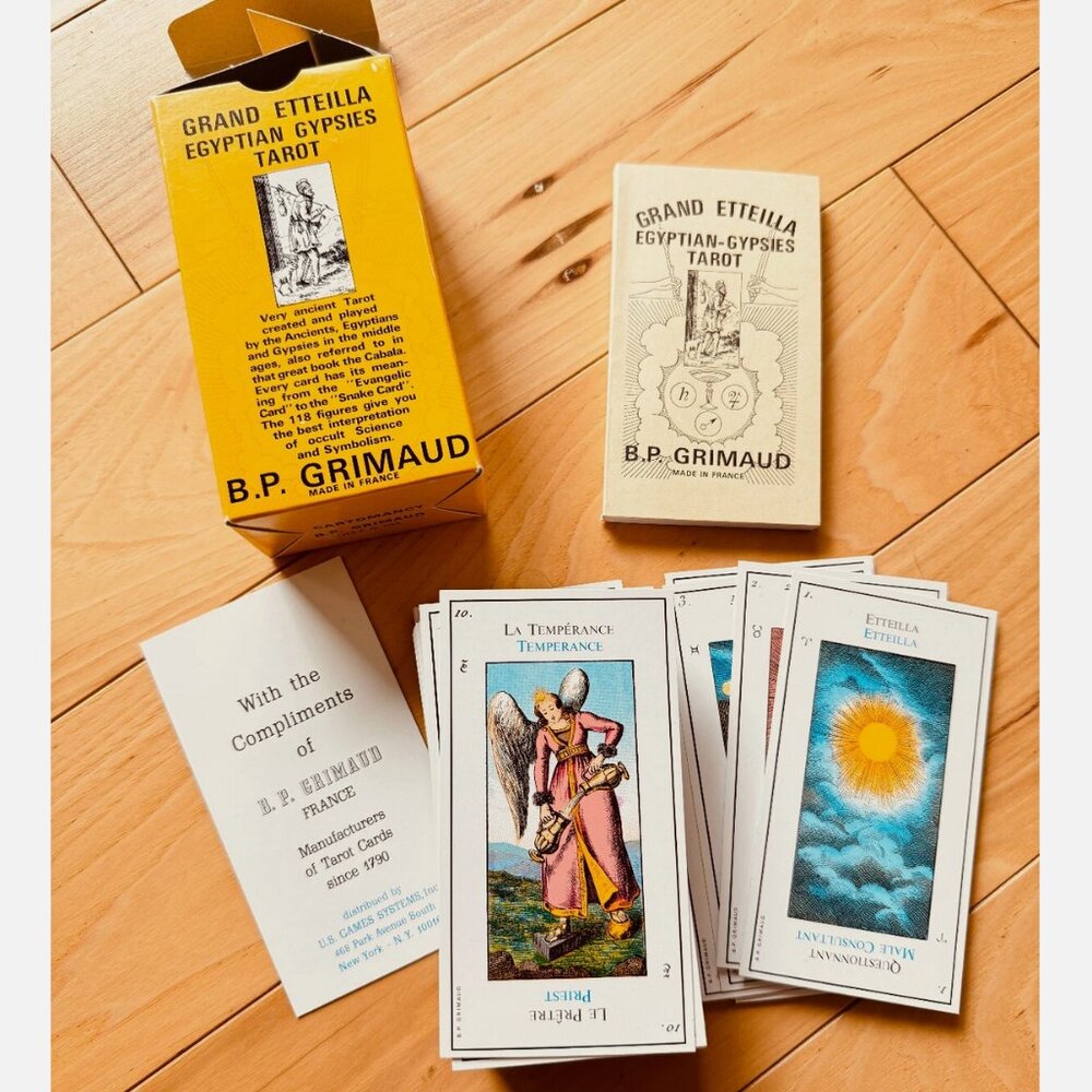 Rare Grand Etteilla Egyptian Gypsies Tarot Deck and Booklet B.P. Grimaud 1969